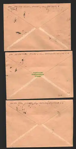 B8738 3x Brief Währungsreform 1948 Zehnfachfrankatur Freiberg 25.6.48