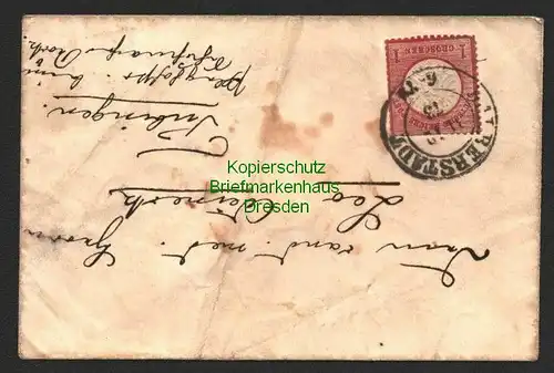B8636 DR 19 grosses Brustschild Brief Halberstadt 1873 nach Tübingen