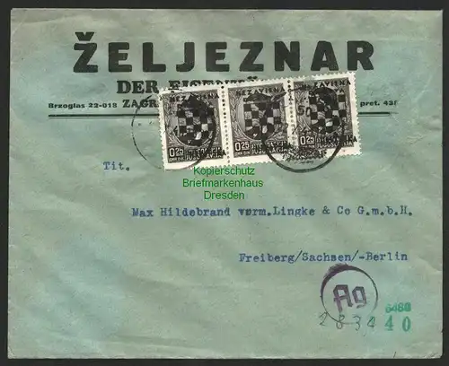 B8779 Kroatien 3x 9 Brief Zagreb verschiedene Zensur Stempel 1941