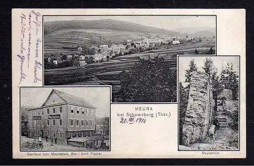 102463 AK Meura bei Schwarzburg 1910 Gasthaus zum Meurastein Emil Fischer