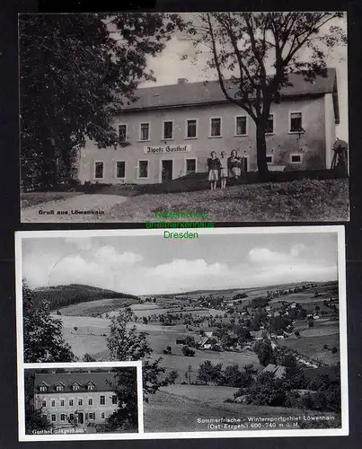 123188 2 AK Löwenhain über Heidenau 1938 Jäpels Gasthof Gasthof Jägerhaus