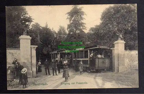 126178 AK Darmstadt 1906 Eingang zur Fasanerie Straßenbahn