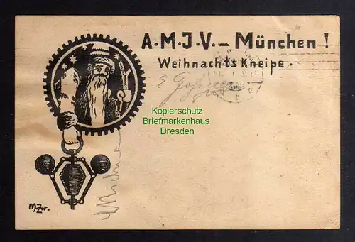 126596 AK München 1909 Künstlerkarte A M J V Weihnachts Kneipe Studentika
