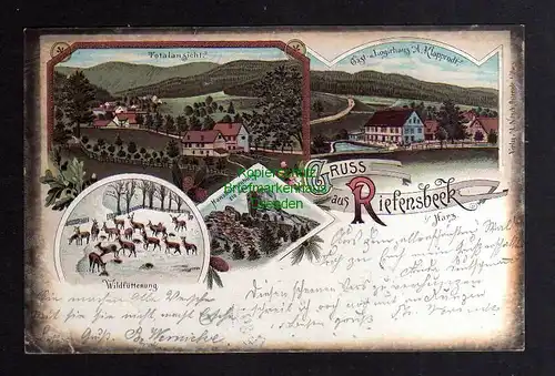127019 AK Riefensbeek Harz Litho 1898 Gast- und Logirhaus Klapprodt Hanskühnen