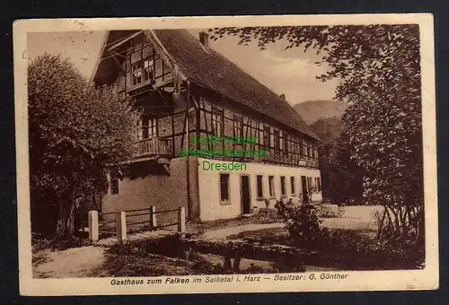 128236 AK Selketal Harz Gasthaus zum Falken Am Fusse der Burg Falkenstein 1920