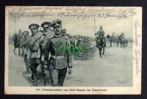 132041 AK Gussew Gumbinnen 1915 Weltkrieg Gefangennahme von 8000 Russen