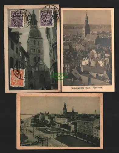 134610 3 AK Riga Lettland Latvija 1924 Jacobikirche Fotokarte Panorama Dünakai