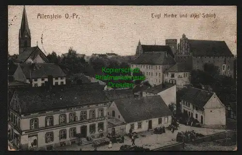 137983 AK Allenstein Olsztyn Ostpreußen 1916 Evgl. Kirche und altes Schloss