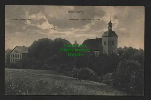 140040 AK Ahrensbök 1912  Schule Karthäuser Kirche erbaut 1329