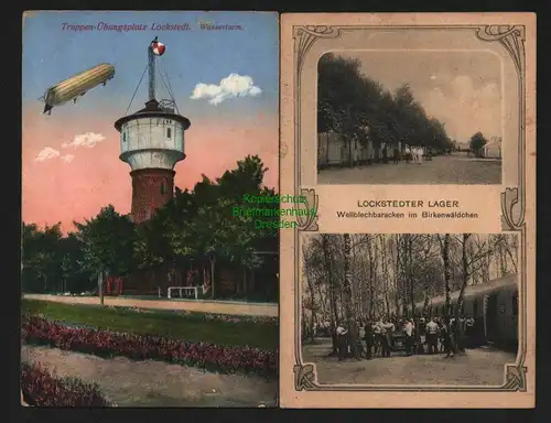140525 2 AK Lockstedter Lager Wasserturm Hohenlockstedt Zeppelin Baracken 1915