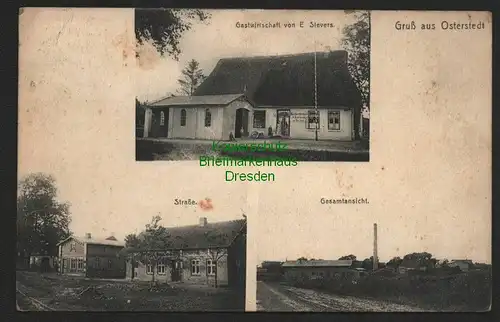 140114 AK Osterstedt Holstein 1913 Gastwirtschaft Sievers Straße Gesamtansicht