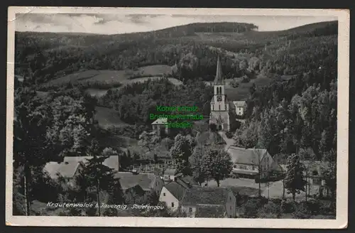 144125 AK Krautenwalde über Jauernig Ostsudetenland 1941 Kirche Landpoststempel