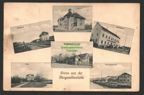 147118 AK Margarethenhütte bei Großdubrau 1913 Contor Bahnhof Villa Kegelbahn