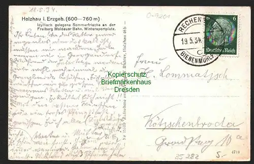 35282 AK Ober Holzau i. Erzgebirge Rechenberg Bienenmühle 1934