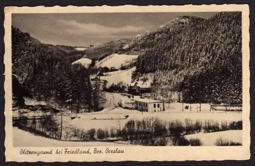 39737 AK Blitzengrund bei Friedland Bz. Breslau Winter 1944