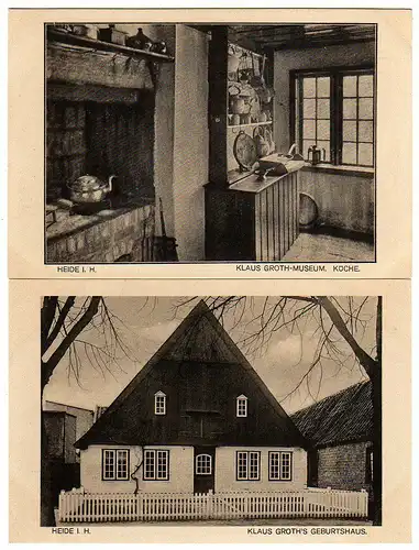 39468 2 AK Heide i. H. Klaus Groth Museum um 1925 Geburtshaus