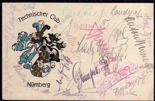 61035 AK Nürnberg Studentika Technischer Club 1920 Autogramme