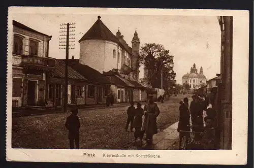 62734 AK Pinsk Kiewerstraße Kosteolkirche Feldpost 1917