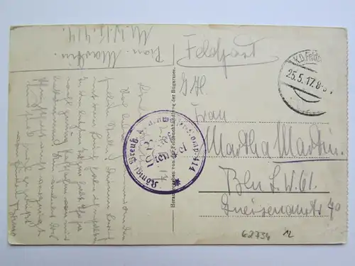 62734 AK Pinsk Kiewerstraße Kosteolkirche Feldpost 1917