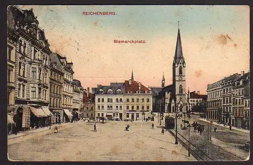 65610 AK Reichenberg Bismarkplatz 1913