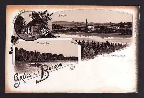 83736 AK Buckow Märkische Schweiz Tornow See Litho um 1900
