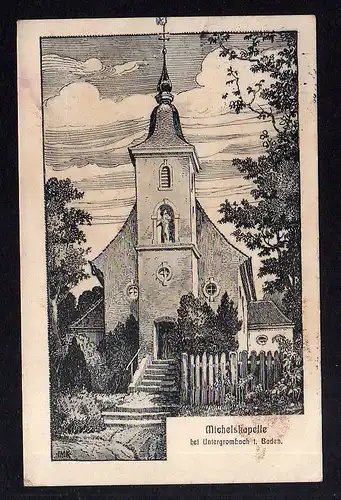 99854 AK Michelskapelle bei Untergrombach in Baden Künstlerkarte IMK 1913