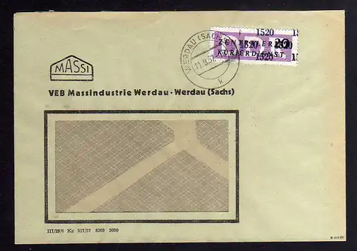 B1569 DDR ZKD 11 Kontrollzahl 1520 Brief Werdau geprüft BPP VEB MASSI Massindust