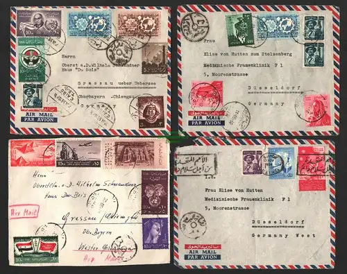 B8637 2x Brief Ägypten 551 1958 1959 unverausgabte mit rotem Aufdruck Cairo