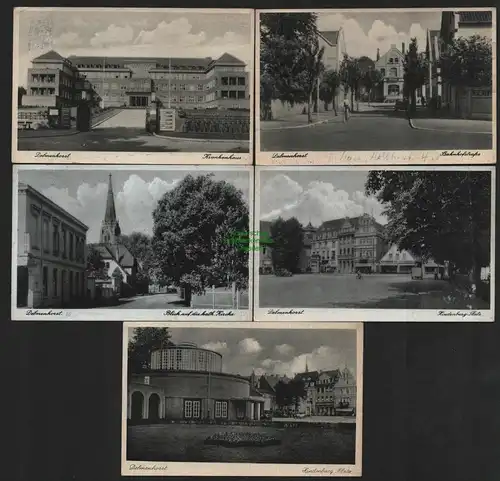 140073 5 AK Delmenhorst Bahnhof Straße Hotel 1942 Hindenburg Platz Krankenhaus