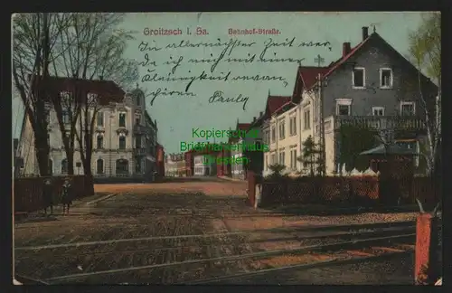 140494 AK Groitzsch i. Sa. Bahnhof Straße um 1920