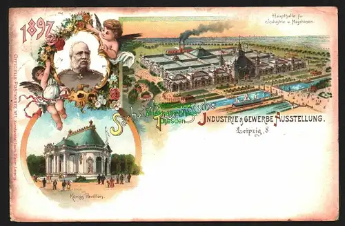 146775 AK Litho Leipzig 1897 Sächsisch Thüringische Ind. U. Gewerbe Ausstellung