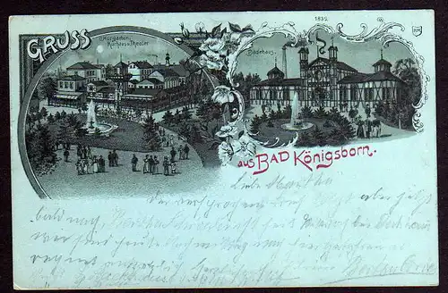 63605 AK Bad Königsborn Unna 1899 Kurgarten Kurhaus Theater Mondscheinkarte