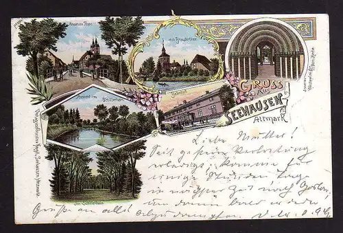 97793 AK Litho Seehausen Altmark Bahnhof 1899 Schillerhain Beustrtor