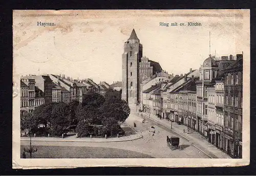 98532 AK Haynau Schlesien 1912 Ring mit ev. Kirche Chojnów