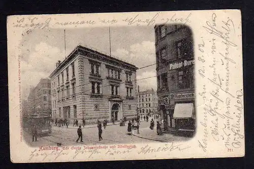 99314 AK Hamburg 1902 Große Johannisstraße Adolfsplatz Patent Bureau