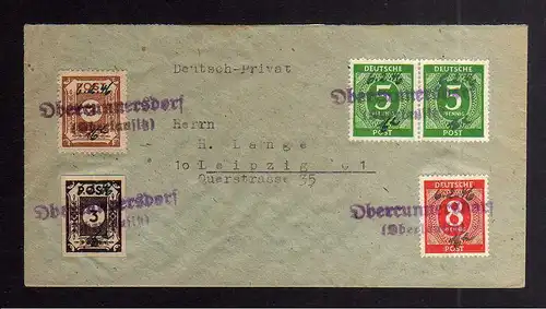 B3369 Brief Ostsachsen Notstempel Obercunnersdorf 1946