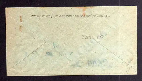 B3369 Brief Ostsachsen Notstempel Obercunnersdorf 1946