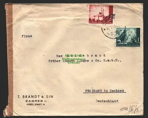 B8782 Kroatien Brief Zagreb um 1942 Zensur OKW