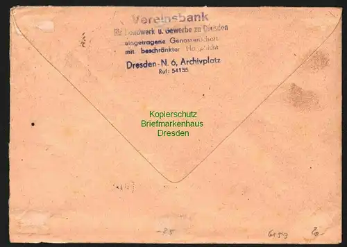 h6153 SBZ Handstempel Bezirk 14 Dresden 16 Pfg. 172 Brief Geschäftspapiere Bank