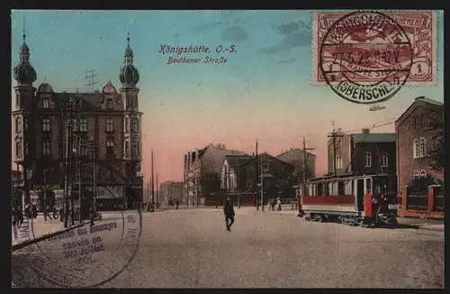 148825 AK Königshütte Chorzow Beuthener Straße 1922 Straßenbahn