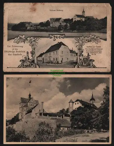 148710 2 AK Schloss Seeburg Mansfelder Land Erinnerung 200 Jahre Gasthof Schule