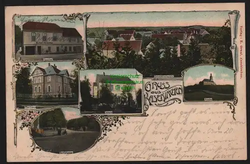 148589 AK Kasekirchen Casekirchen Gasthof 1911 Schkölen Pfarrhaus Schule Kirche