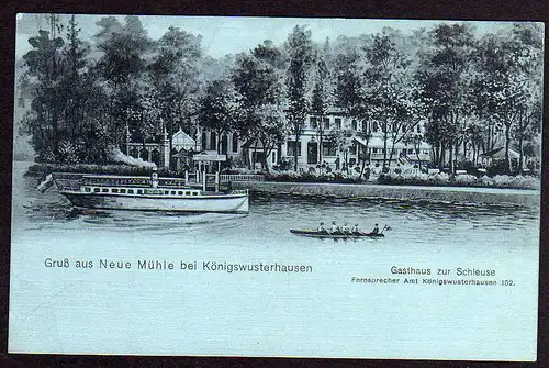 51137 AK Neue Mühle bei Königs Wusterhausen Gasthaus zur Schleuse 1911