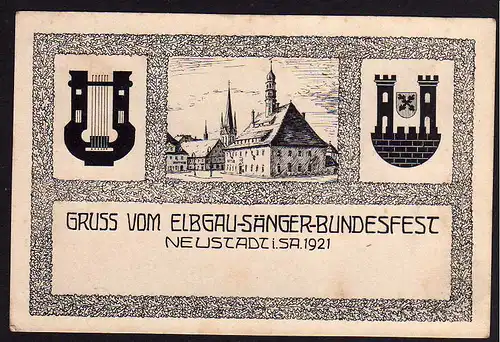 50891 AK Neustadt i. Sa. 1921 Elbgau Sänger Bundesfest