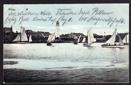 50697 AK Pillau Hafeneinfahrt 1915 Feldpost Segelboote