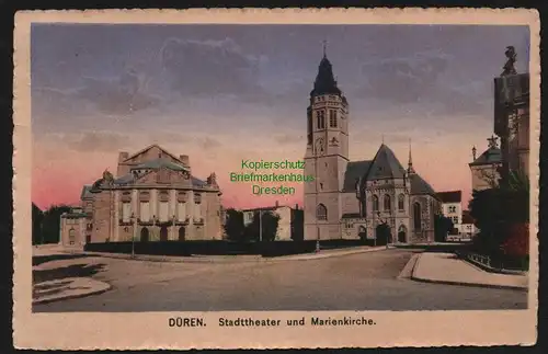 149804 AK Düren Stadttheater Marienkirche 1918