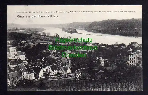 119816 AK Bad Honnef 1908 Gasthaus Löwenburg Rhöndorf Insel Grafenwerth Nonnenwe