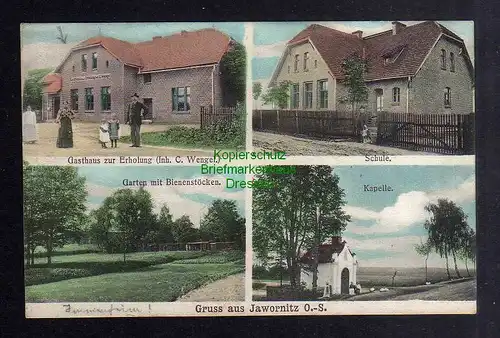 135687 AK Jawornica Jawornitz O.-S. Gasthaus zur Erholung Schule Kapelle Garten