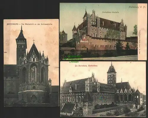 142781 3 AK Marienburg Wpr. Hochschloss Westseite um 1900 Marienbild 1904