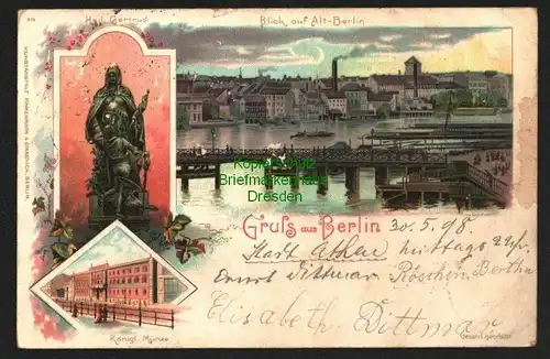 143043 AK Berlin 1898 Litho Königliche Münze Alt-Berlin Heilige Gertrud